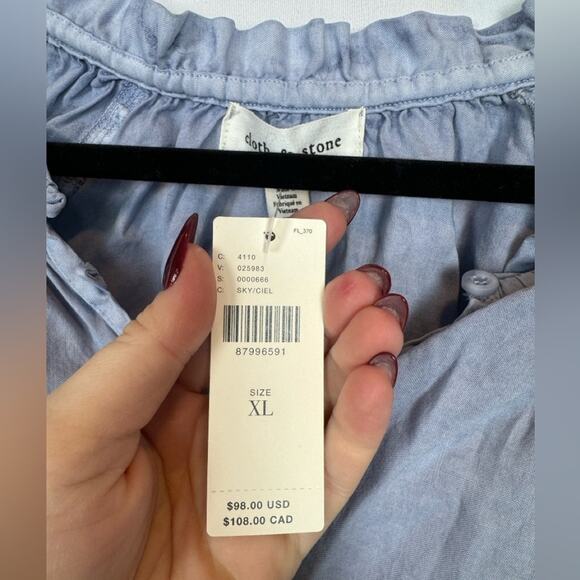 Anthropologie Cloth & Stone Long-Sleeve Raglan Blouse Sky Blue Size XL NWT - Picture 6 of 10